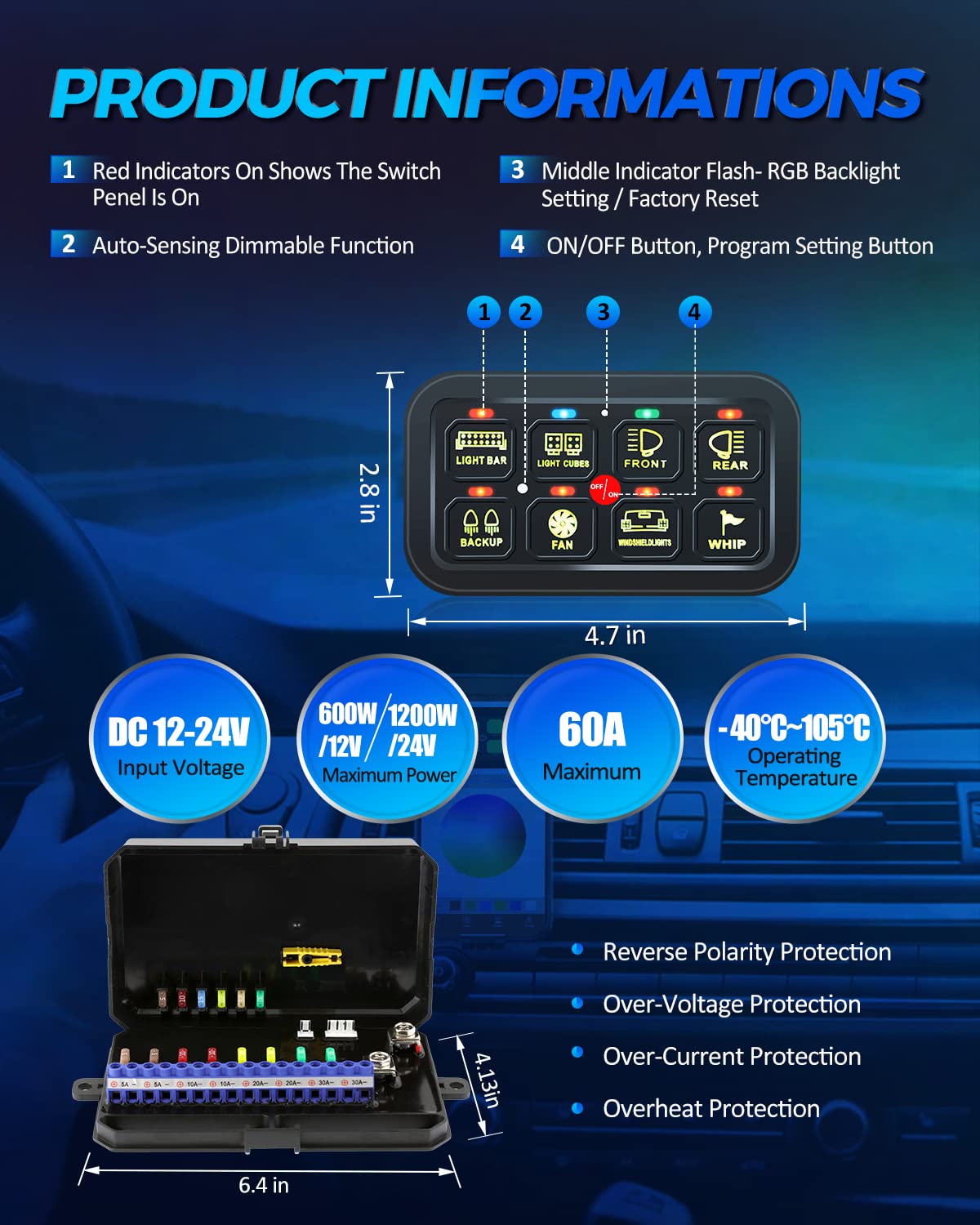 SB RGB 8 Gang Switch Panel Bluetooth Multifunction